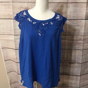 NWT blue lace cap sleeve top